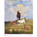 AFTER RAOUL MILLAIS - 'Top of the Hill', mares and foals resting, limited edition no. 149, colour