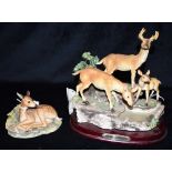 'THE JULIANA COLLECTION' Three deer by a rocky pool, height 25cm, width 23cm and a Boader Fine