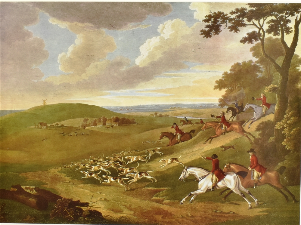 AFTER J.N SARTORIOUS 'Hunting, Plate II, The Chase' Colour print 49.5cm x 59.5 cm and After H. Aiken