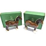 A BESWICK FIGURE OF A BAY SHIRE HORSE height 22cm, and another similar Royal Doulton bay shire