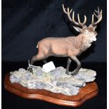 A BORDER FINE ARTS GROUP 'HIC-HLAND MAJESTY, B0220' A stag on a rocky outcrop, height 32cm, width