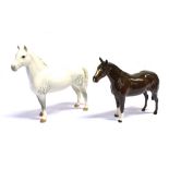 A BESWICK FIGURE OF A WELSH MOUNTAIN PONY height 15cm, and another of a bay horse, height 13cm (2)