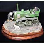 A BORDER FINE ARTS GROUP 'STARTS FIRST TIME, B0702', of a farmer starting a crawler tractor,