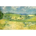 AFTER MICHAEL LYNE The Beaufort Hunt in stone wall county, colour print, 32.5cm X 49.5cm