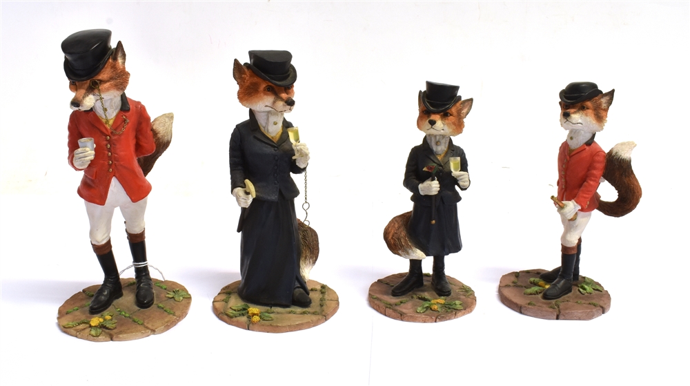 FOUR BORDER FINE ARTS STANDING FIGURES OF FOXES IN COSTUME 'A7653, Lord Reynard', 'A7654, Lady