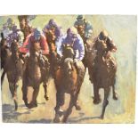 PETER HOWELL (b. 1932) Horse racing scene, oil on canvas, signed lower left