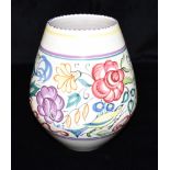 A 1960S POOLE POTTERY VASE painted in the LE X pattern, artists mark for Pat Summers, 21cm high