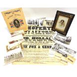 EPHEMERA - ASSORTED comprising an auction poster for a property sale in Stafford, 1856; a booklet,