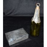 ANTIQUE SILVER TRINKET BOX & BOTTLE A rectangular silver box lined with camphor wood measuring 14.