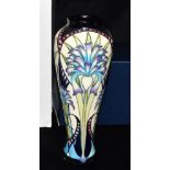 A LIMITED EDITION MOORCROFT POTTERY 'QUEEN NEFERTITI' PATTERN VASE of slender baluster form,