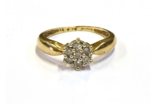 TWO MODERN 9CT GOLD DIAMOND SET RINGS One 7.9mm diameter cluster head set with 18 x round - Image 4 of 6