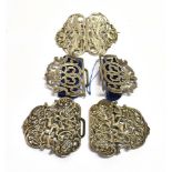 ANTIQUE SILVER NURSES BELT BUCKLES Three pairs of intricately crafted silver buckles, one