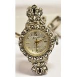 VINTAGE LADIES SILVER ACCURIST COCTKTAIL 17.5mm diameter silver case including crown, grain set with