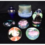 SIX LIMITED EDITION CAITHNESS PAPERWEIGHTS: 'Sculptured Pool' numbered 52-75; 'Summer Flight'