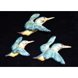 A GRADUATED SET OF THREE BESWICK FLYING KINGFISHERS 20cm, 16cm and 12.5cm long