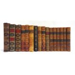 [MISCELLANEOUS]. LEATHER BINDINGS Sixteen assorted volumes, full and half leather, variable