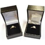 TWO MODERN 9CT GOLD DIAMOND SET RINGS One 7.9mm diameter cluster head set with 18 x round