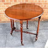A MAHOGANY SUTHERLAND TABLE 97cm wide with both leaves open, 17cm wide with leaves down Condition
