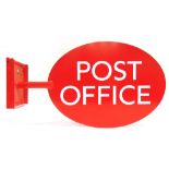 A MODERN ERA DOUBLE-SIDED RIGHT-ANGLE WALL SIGN 'POST OFFICE' 52cm long.