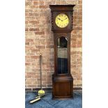 AN OAK CASED LONGCASE CLOCK with 8-day Westminster chime movement, the hood with spiral turned