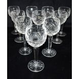 A SET OF TEN WATERFORD CRYSTAL 'KENMARE' PATTERN HOCK GLASSES 19cm high, boxed Condition Report :