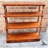 A VICTORIAN MAHOGANY FOUR TIER BUFFET on turned supports, 91cm wide Condition Report : a couple of