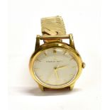 ETERNA MATIC GENTS GOLD WRISTWATCH 36.2mm round case, (including crown) white dial gold batons, leaf