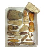 ASSORTED NEOLITHIC AXES mainly flint; together with two spear heads; an arrow head; scrapers; and