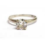 ESTATE DIAMOND & PLATINUM SOLITAIRE An early modern brilliant cut diamond, approx 0.86 carats,