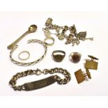 ASSORTED SILVER JEWELERY To include a heavy silver charm bracelet, with eleven charms and heart