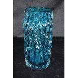 GEOFFREY BAXTER FOR WHITEFRIARS: a 9689 pattern textured range bark vase in Kingfisher blue
