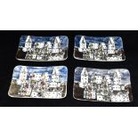 PIERO FORNASETTI: four 'House of Cards' ceramic trays, 13cm x 9cm Condition Report : good