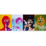 POP MEMORABILIA - THE BEATLES A set of four posters, comprising psychedelic portraits of John