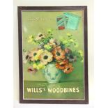A WILLS'S WOODBINES POINT-OF-SALE SHOWCARD 64.5cm x 44cm, framed.