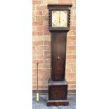 AN OAK CASED GRANDMOTHER CLOCK with Westminster chime, 31cm wide 145cm high Condition Report :