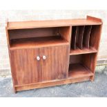 A TEAK CABINET with 12' record compartment and pair of doors, 110cm wide 36cm deep 87cm high