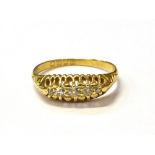 ANTIQUE DIAMOND FIVE STONE RING Five belcher claw set, old Swiss and old single cut diamonds (one is