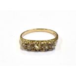 ESTATE CUT DIAMOND & 18CT GOLD RING Five old European and old mine cut diamonds, approx 2.6-4.2mm