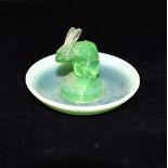 A RENE LALIQUE 'LAPIN' GLASS CENDRIER/RING STAND etched 'R Lalique France no 285', 10cm diameter