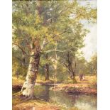 DAVID BATES (1840-1921) 'A Study of Birches, New Forest' Oil on canvas Signed lower left; titled,