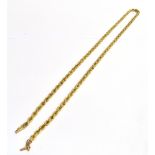 14CT YELLOW GOLD CHAIN 63cm long, triple rope link chain with chenier and bayonet clasp and safety