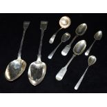 ASSORTED ANTIQUE SILVER SPOONS Various hallmarked silver spoons, to include two large Hanoverian