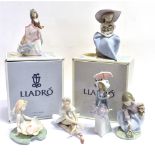 SIX LLADRO FIGURES: 05919 'Rose Ballet' (boxed); 010.06645 'Lilypad Love' (boxed); 5210 'Jolie';