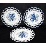 THREE PINE CONE PATTERN RIBBON PLATES 23cm diameter Condition Report : one with restoration to