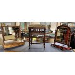 TWO DRESSING TABLE MIRRORS AND A STOOL: a mahogany dressing table mirror with crossbanded