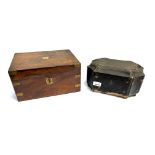 A CHINESE EXPORT PAPIER MACHE TEA CADDY 26cm wide, interior fitted with pair of metal containers;