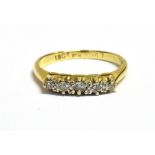 ESTATE CUT DIAMOND 18CT GOLD RING Five claw set old single cut diamonds, est TDW 0.21 carats, ring