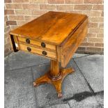 AN EARLY VICTORIAN MAHOGANY DROP-LEAF OCCASIONAL TABLE fitted with two drawers, on tapering