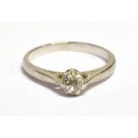 ESTATE DIAMOND & PLATINUM RING Platinum (tested) solitaire, claw set old mine cut diamond, estimated