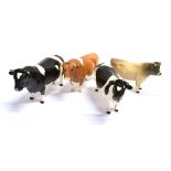 FOUR BESWICK CATTLE: a Holstein bull and cow, Guernsey bull, 'Ch Sabrina's Sir Richmond 14th',